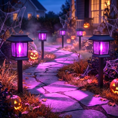 Greluna Solar Lights Outdoor,12 Pack Purple Waterproof Auto On/Off Solar Pathway Lights for Your Garden, Landscape, Path, Yard, Patio, Driveway,Walkway Halloween Decor by Greluna