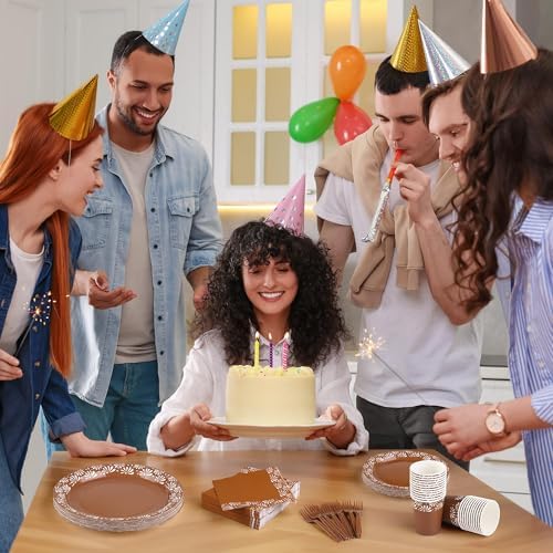 Kochorie 144 Pieces Cielito Lindo Party Decoration, Platos De Barro Mexicanos Fiesta Disposable Tableware Sets Plates Napkins Cups Forks Serves 24 for Cielito Lindo Baby Shower Mexican Party Supplies - Image 5