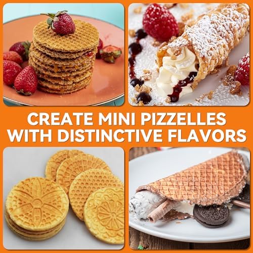 Baker’s Friend Pizzelle Maker Electric, 4 X 3.5” Pizzelle Waffle Cookies for Christmas Baking Supplies, Stroopwafel Iron, Cookie Maker Machine with Pattern, Thin Waffle Maker, Aqua - Image 5