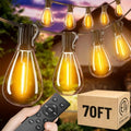 70FT Outdoor String Lights with Remote, Waterproof Patio Lights with 24+1 Shatterproof S11 LED Bulbs,2200K Low Voltage Adapter for Backyard Garden Porch Bistro Decor, Timer & Dimmer Modes by AMZRAP