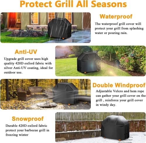 Aoretic Grill Cover, 48 inch BBQ Gas Grill Cover for Outdoor Grill, Charbroil Grill Cover Barbecue Waterproof, Anti-UV for Weber Char-Broil Monument, Dyna-glo Nexgrill Spun Polyester - Image 6