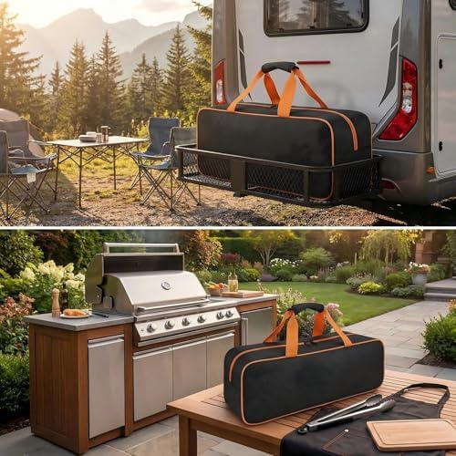 Grill Tool Storage Bag, 24" x 8" x 8" Large Capacity BBQ Accessory Storage, Heavy-Duty Utensil Grill Accessories Organizer Case Storage Compatible with Blackstone.Black (No Accessories) - Image 7