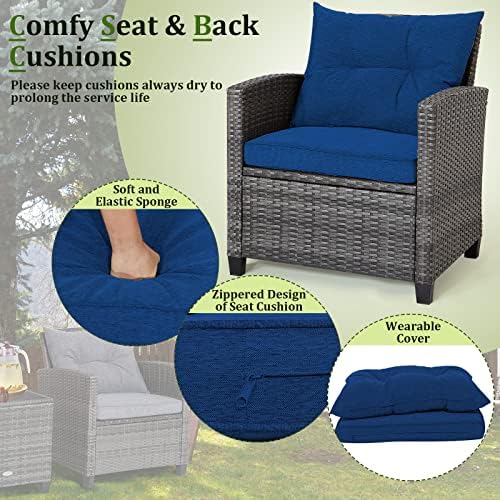 RELAX4LIFE Wicker Patio Furniture Sets - 3 Pieces Patio Rattan Sofa Set - Image 3