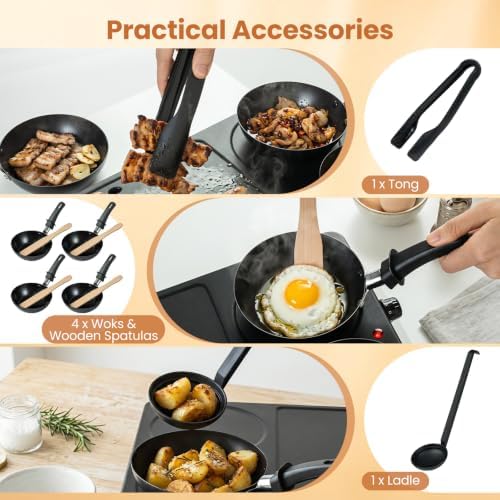 COSTWAY Electric Griddle Grill, 4 Nonstick Woks Teppanyaki Griddle, 1000W - Image 7