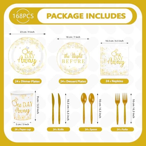 168 Pcs One Day Away Rehearsal Dinner Party Decorations Serves 24 - Image 2