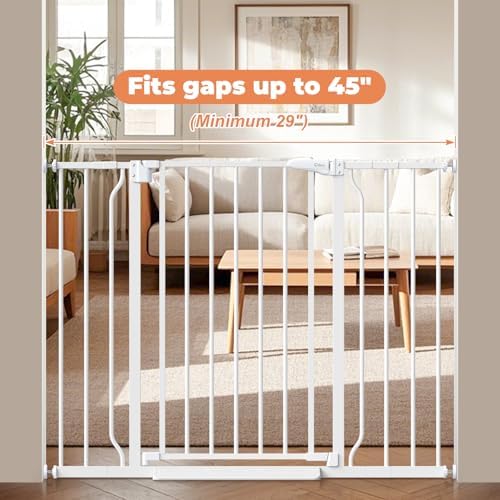 29"-45" Baby Gate, No Drilling Auto Close Dog Gate Indoor, White - Image 2