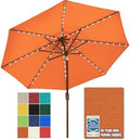 EliteShade USA 10-Year-Non-Fading 9ft Market Patio Umbrella, Commercial Grade Table Sun Umbrella with 80 Solar LED Lights, Crank Open, Windproof & UPF 50+ UV Protection for Garden, Deck, Pool, Backyard, Rust by EliteShade