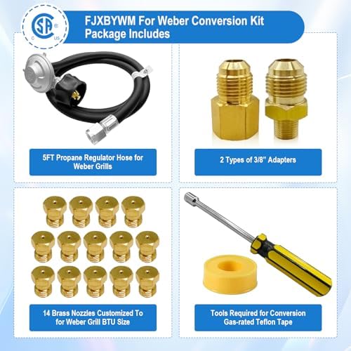 Natural Gas to Propane Conversion Kit for Weber Genesis,Genesis II,for Weber Spirit II 310/315/210–Includes 5FT Propane Regulator Hose for Weber Grills,14 Orifices (3 Sizes),3/8”Fittings and Tools. - Image 6