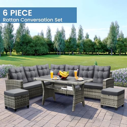 KROFEM 6 Piece Patio Furniture Set, Dining and Conversation Set - Image 5
