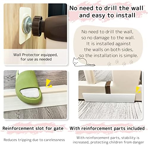 Lumizone 55.12" Extra Tall Pet Gate for Cat Dog 30.12"-38.38" Wide Cream - Image 6