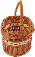 Brown Imitation Rattan Woven Basket with Handle, Portable Storage Bin by Luxshiny
