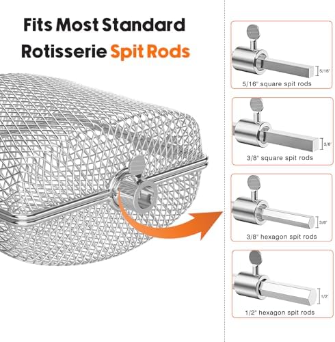 onlyfire Stainless Steel Rotisserie Basket Kit, Set of 2 - Image 4