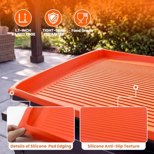 Silicone Griddle Cover Mat for Blackstone 36in, Raised-Edge Orange - Image 4