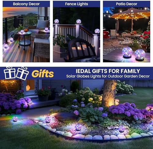 Solar Globe Lights Outdoor Waterproof-Solar Garden Lights 4 Pack - Image 2