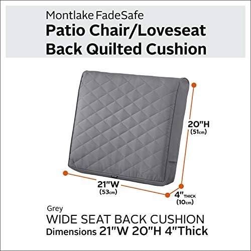 Classic Accessories Montlake FadeSafe Water-Resistant 21 x 20 x 4 Inch Wide Back Patio Quilted Lounge Cushion, Grey - Image 2