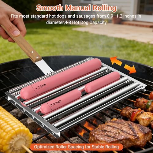 Extra Large Hot Dog Roller for Grill,11.5"Stainless Steel,2Pcs - Image 3