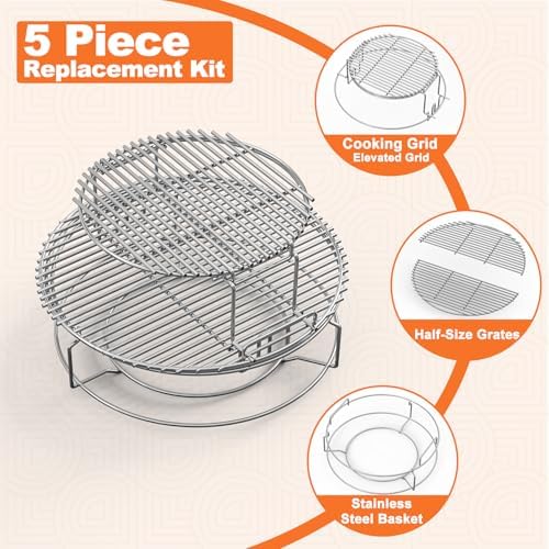 3 Tier 5 Piece Expander Rack Kit for Big Green Egg XL Replacement Grill Racks with Removable Cooking System Stainless Steel Big Green Egg Accessories - Image 3