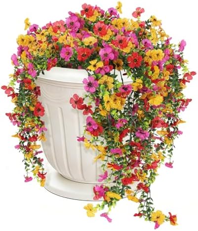 RECUTMS Artificial Hanging Plants UV Resistant Faux Silk Orchid Flowers by RECUTMS