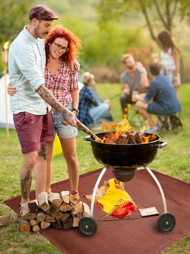 Fire Pit Mat, 37.8"x 39.4" Fireproof Blanket for Under Fire Pit, Brown - Image 7