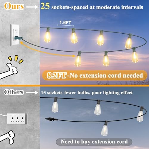 Brightever 50FT Outdoor String Lights 27 Bulbs, Waterproof Patio Lights - Image 3