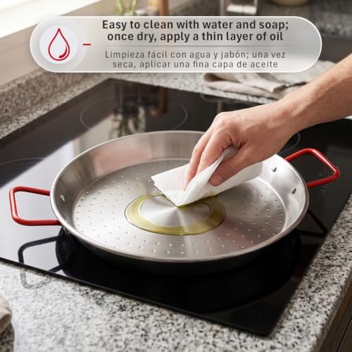 Magefesa 8-Inch Carbon Steel Paella Pan – 20 cm - 1 Serving, Lightweight with Dimpled Surface, Ideal for Traditional Valencian Paella - Image 5