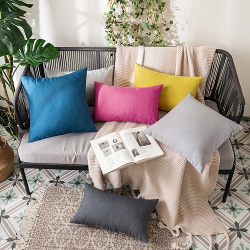 MIULEE Decorative Outdoor Pillow Covers Lumbar Waterproof 12x20 Hot Pink - Image 4
