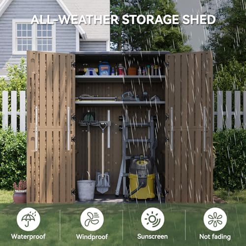 Aoxun Outdoor Storage Shed with 2 Shelves & Floor, 64 Cu.Ft Storage Cabinet - Image 3
