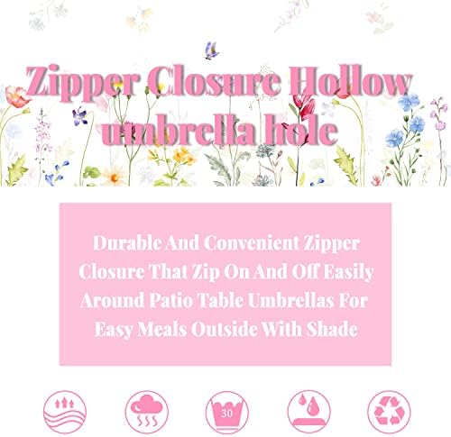 Outdoor Tablecloth with Umbrella Hole and Zipper, Patio Table Covers for Spring/Summer, Machine Washable Outdoor Party/Picnic Rectangle Table Cloth 60 x 120 in - Image 5