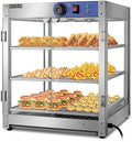 ROVSUN 3-Tier Commercial Food Warmer, Pizza Warmer Food Warmer Display with LED Lighting Removable Shelves Glass Door, Countertop Electric Food Warmer for Buffet Restaurant 110V 800W by ROVSUN