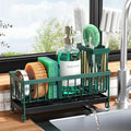 Cisily Sponge Holder for Kitchen Sink, Sink Caddy Organizer with High Brush Holder, Kitchen Countertop Organizers and Storage Essentials, Rustproof 304 Stainless Steel (Dark Green, 9.25″) by CISILYHOMELIFE
