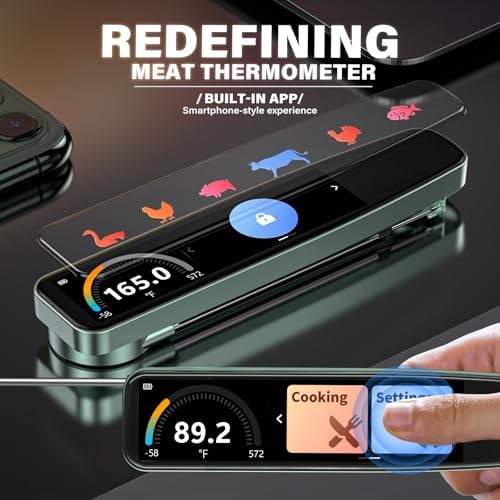 AWLKIM Smart Meat Thermometer, 0.5s Instant Read, 3.8" Touchscreen, IP68 - Image 2