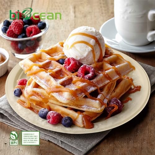 6 Inch Compostable Plates 100 Pack Heavy Duty Compostable Paper Plate, Disposable Eco-Friendly Sugarcane Bagasse Plate, Natural Brown Plates for Dinner, Dessert, and Weddings - Image 6