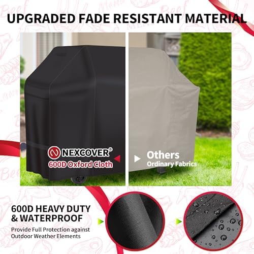 NEXCOVER 55 Inch Grill Cover - 600D Heavy Duty Waterproof and Weather Resistant BBQ Cover for Weber, Char Broil, Nexgrill - Fade Resistant, Black - Image 4