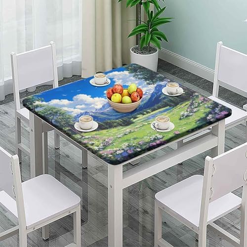 Tablecloth for Card Table, Mountain Majesty Pattern Printed on Stain Resistant Farmhouse Kitchen Table Cover, Ideal for Special Occasions Holidays, Fit for 36" x 36" Square Tables - Image 2