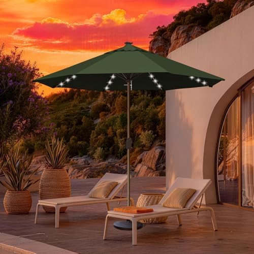 EliteShade USA 10-Year-Non-Fading 10ft Market Patio Umbrella, Commercial Grade Table Sun Umbrella with 80 Solar LED Lights, Crank Open, Windproof & UPF 50+ UV Protection for Garden, Deck, Pool, Backyard, No Tilt, Fern - Image 3