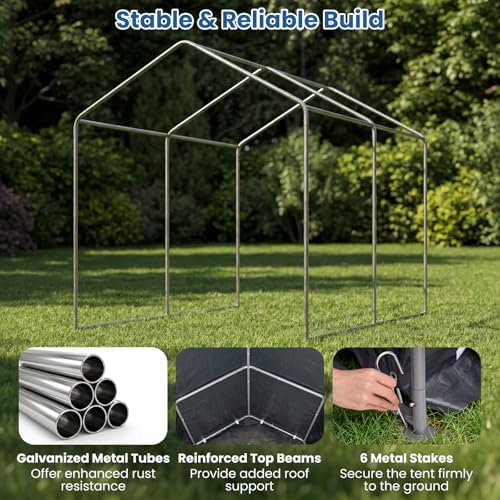 Goplus 7.2 x 5.2 FT Portable Storage Shed, Outdoor Carport Garage Tent - Image 4