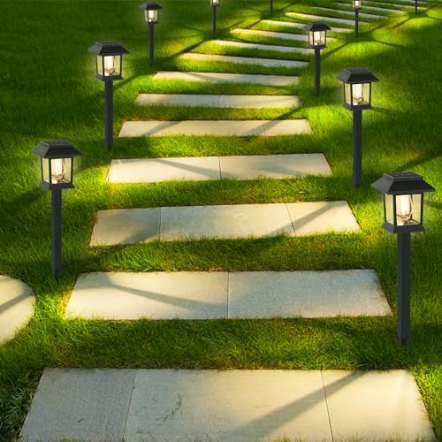 Greluna Solar Lights Outdoor,12 Pack 3000K Waterproof Auto On/Off Solar Pathway Lights for Your Garden, Landscape, Path, Yard, Patio, Driveway,Walkway Decor - Image 6