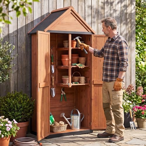 Aoxun Wood Outdoor Storage Cabinet with Floor 2.5'x1.4' - Image 3