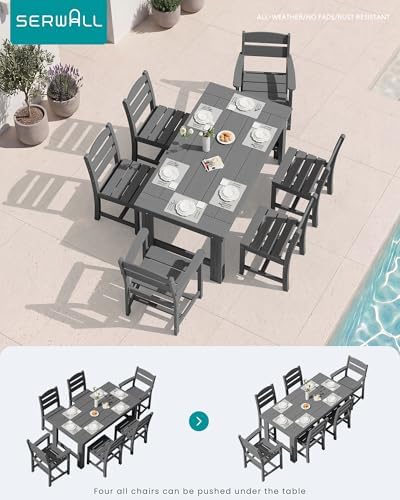 SERWALL HDPE Outdoor Dining Table and Chairs Set for 4 - Image 6