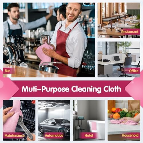 FIXSMITH Pink Microfiber Cleaning Cloth -Pack of 12, Highly Absorbent Cleaning Rags, 16"X12" All Purpose Cleaning Towels for Housekeeping, Kitchen, Car, Lint Free and Reusable Microfiber Towels - Image 7
