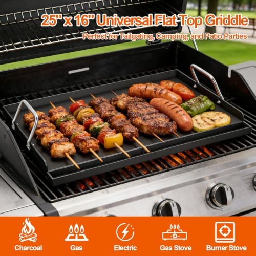 25"x16" Carbon Steel Griddle for Gas Grill w/Nano-Ceramic Nonstick Coating - Image 3