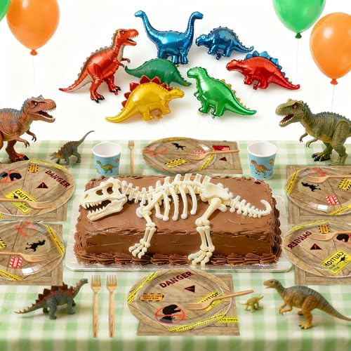 96Pcs Dinosaur Birthday Party Plates and Napkins Forks Dinosaur Theme Party Decoration Dino Disposable Tableware Set Dino Themed Park Dinnerware for Halloween Boys Girls Kids Gatherings Decorations - Image 6
