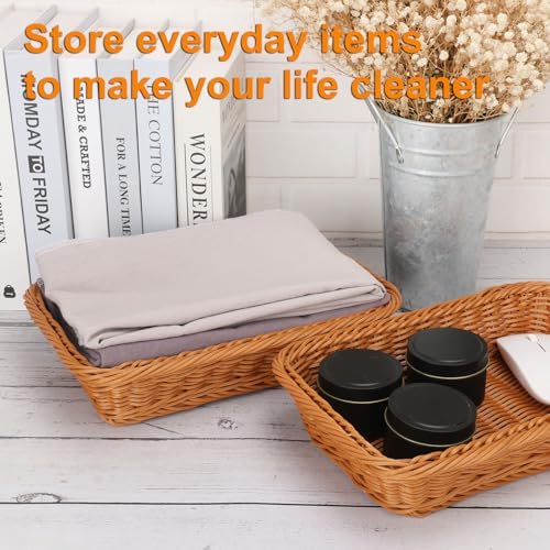 Poly Wicker Baskets 6 Pack 12 inch Large Wicker Baskets Storage – Rustic, Durable & Easy-Cleaning Bread Baskets, for Home, Restaurant & Hotel Use - Image 6