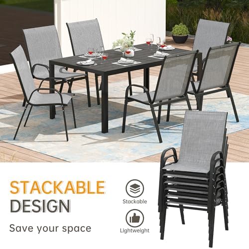PIZZELLO Outdoor Dining Sets for 6, 60" Rectangular Table with 6 Chairs - Image 4