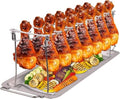 14 Slots Stainless Steel Chicken Lollipop Rack with Drip Tray by NEWCOMDIGI