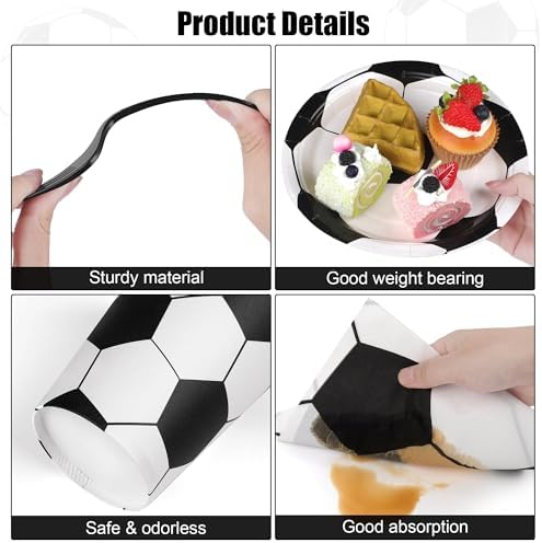 Kochorie 400 Pieces Soccer Disposable Party Tableware Sets Including Plates Cups Napkins Cutlery Serves 50 for Soccer Games Sports Birthday Party Decorations - Image 3