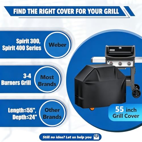 55" Heavy Duty 600D BBQ Grill Cover with Adjustable Straps - Image 3
