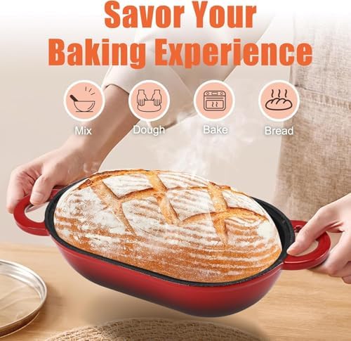 2.5 QT Enameled Cast Iron Sourdough Bread Oven, Loaf Pan with Lid - Image 7