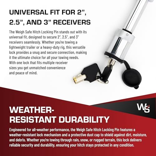 Weigh Safe Hitch Locking Pin - Stainless Steel Towing Accessory - Fits 2", 2.5" & 3" Receivers - Features a Dust Cover - Image 5
