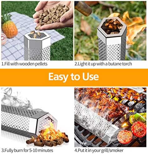 Pellet Smoker Tube, 1 Pack 12'' Smoker Tube with Brush, Premium Stainless Steel, 5 Hours of Billowing Smoke Tube Smoker for All Grill, Smoker, Cold/Hot Smoking - Image 2